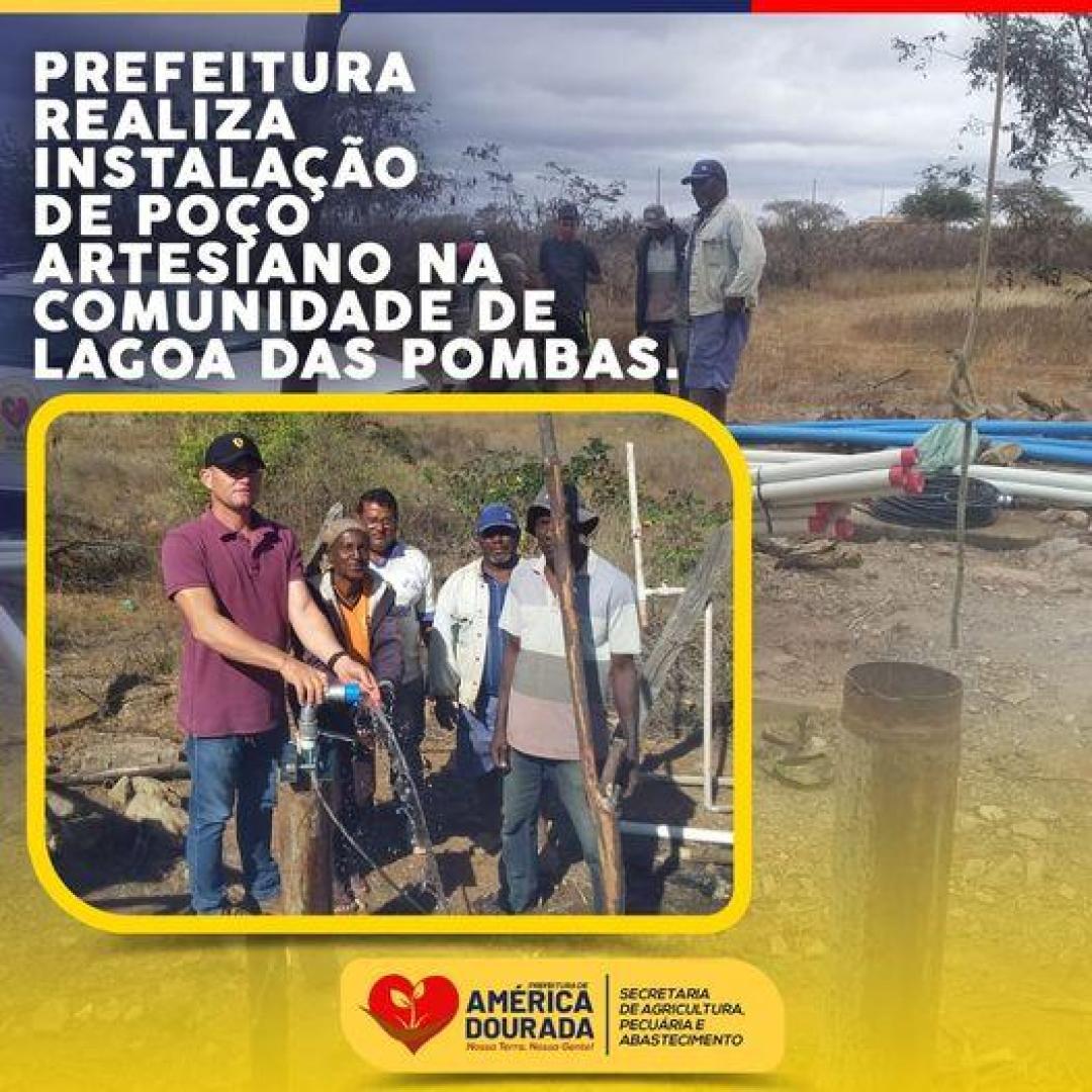 A Prefeitura de América Dourada instala poço artesiano na comunidade de Lagoa das Pombas.