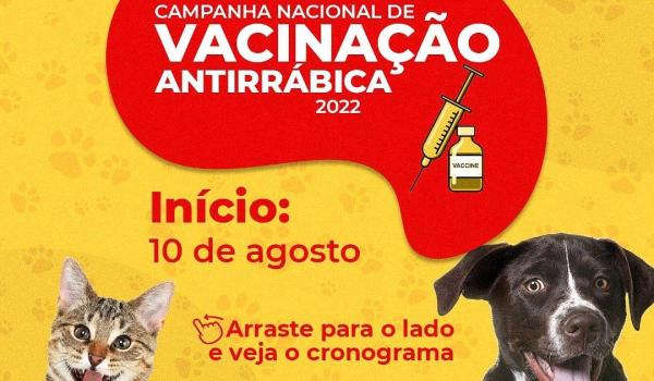 Atenção criadores de cães e gatos! Campanha Nacional de vacinação Antirrábica