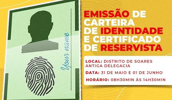 Atenção População do Distrito de Soares! o Setor de Identificação...