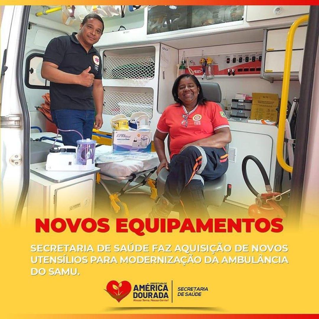 NOVOS EQUIPAMENTOS- Secretaria de Saúde, a Prefeitura Municipal fez aquisição de novos equipamentos de saúde para a ambulância do SAMU.