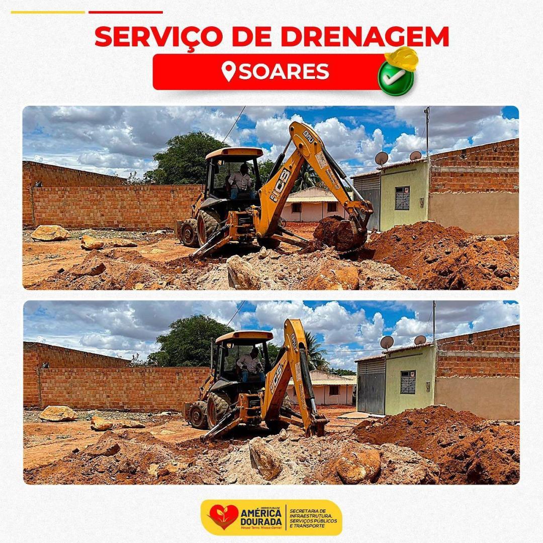 Secretaria de Infraestrutura está finalizando o serviço de drenagem em Nova América e também em Soares.